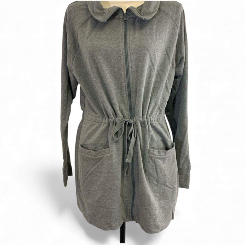 ANNE TAYLOR LOFT cinched waist light weight jacket gray